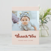 レトロスタイリッシュピーチピンクベビーシャワー サンキューカード (スタンド正面)