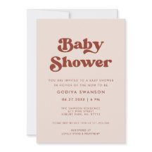 レトロスタイリッシュピーチピンクベビーシャワー