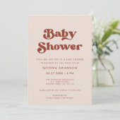 レトロスタイリッシュピーチピンクベビーシャワー 招待状 (スタンド正面)