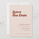 レトロスタイリッシュピーチピンク写真 セーブザデート (正面)