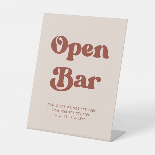 レトロスタイリッシュピーチピンク結婚ズオープンバー 台座サイン (正面)