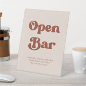 レトロスタイリッシュピーチピンク結婚ズオープンバー 台座サイン (インサイチュ)