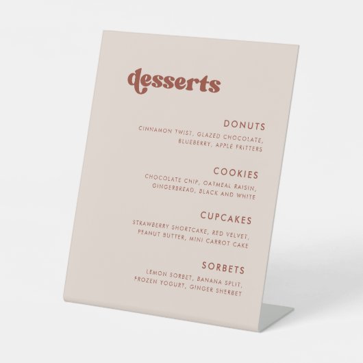 レトロスタイリッシュピーチピンク結婚ズデザートバー 台座サイン (正面)