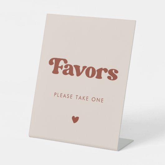 レトロスタイリッシュピーチピンク結婚式の引き出物 台座サイン (正面)
