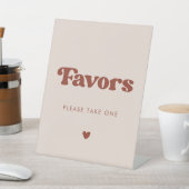 レトロスタイリッシュピーチピンク結婚式の引き出物 台座サイン (インサイチュ)