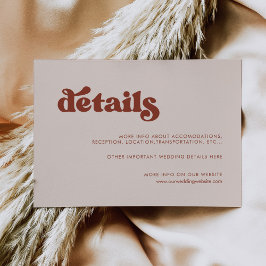 レトロスタイリッシュピーチ結婚ック詳細カード エンクロージャーカード