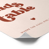 レトロスタイリッシュピーチ結婚ピンクのキッズテーブル ポスター (角)