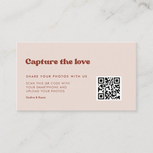レトロスタイリッシュピーチ結婚ピンクの愛を捉える エンクロージャーカード (正面)