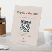 レトロスタイリッシュピーチ結婚ピンクの愛を捉える 台座サイン (インサイチュ)