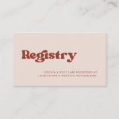 レトロスタイリッシュピーチ結婚ピンクの登記簿 エンクロージャーカード (正面)
