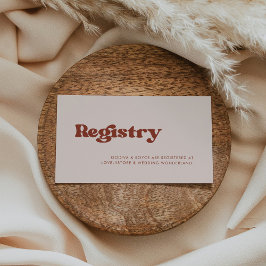 レトロスタイリッシュピーチ結婚ピンクの登記簿 エンクロージャーカード