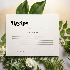 レトロスタイリッシュブライダルシャワーレシピカード