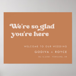 レトロスタイリッシュブラウンシュガーあなたはここで喜ぶ ポスター