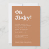 レトロスタイリッシュブラウンシュガーオベビー 招待状 (正面)