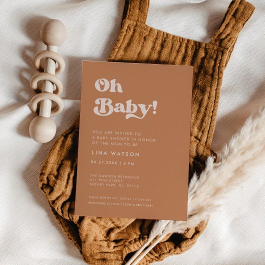 レトロスタイリッシュブラウンシュガーオベビー 招待状