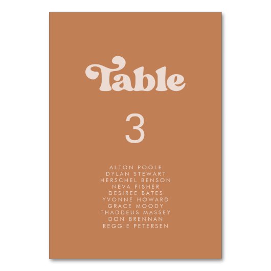 レトロスタイリッシュブラウンシュガーシーティングカルタカード テーブルナンバー (正面)