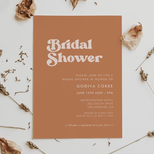 レトロスタイリッシュブラウンシュガーブライダルシャワー 招待状