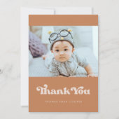 レトロスタイリッシュブラウンシュガーベビーシャワー サンキューカード (正面)