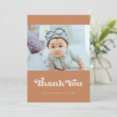 レトロスタイリッシュブラウンシュガーベビーシャワー サンキューカード (スタンド正面)