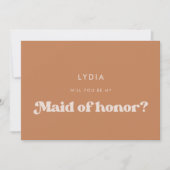 レトロスタイリッシュブラウンシュガーメイド・オブ・オーナー(花嫁付き添い人) 招待状 (正面)