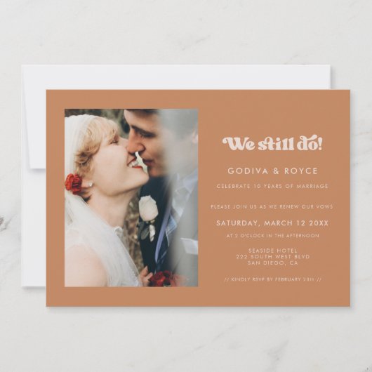 レトロスタイリッシュブラウンシュガー私たちはまだ写真を行う 招待状 (正面)