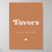 レトロスタイリッシュブラウンシュガー結婚式の引き出物徴候 ポスター (正面)