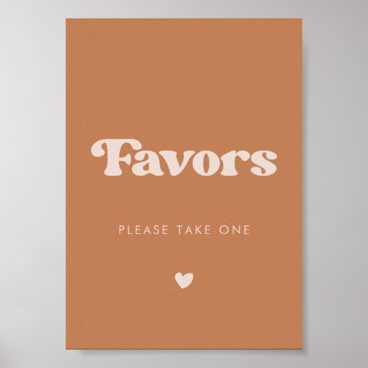 レトロスタイリッシュブラウンシュガー結婚式の引き出物徴候 ポスター (正面)