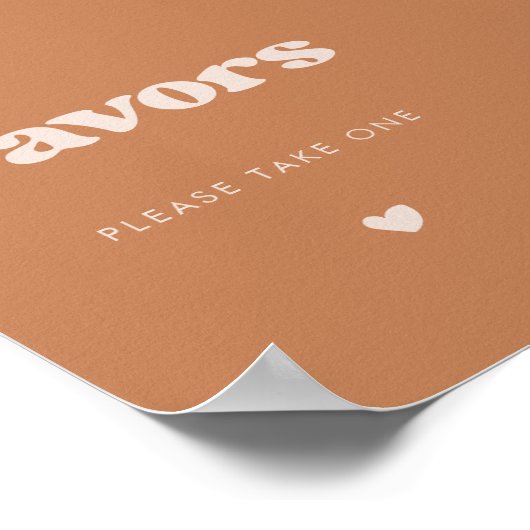 レトロスタイリッシュブラウンシュガー結婚式の引き出物徴候 ポスター (角)