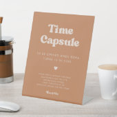 レトロスタイリッシュブラウンタイムカプセル1st誕生日サイン 台座サイン (インサイチュ)