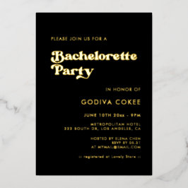 レトロスタイリッシュブラックと金ゴールドバチェロレッテ 箔招待状