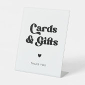 レトロスタイリッシュブラック&ホワイトのカード&ギフト結婚ズ 台座サイン (正面)