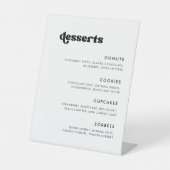 レトロスタイリッシュブラック&ホワイトの結婚デザートバー 台座サイン (正面)