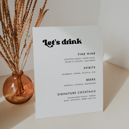 レトロスタイリッシュブラック&ホワイトの結婚バーメニュー 台座サイン