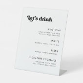 レトロスタイリッシュブラック&ホワイトの結婚バーメニュー 台座サイン (正面)