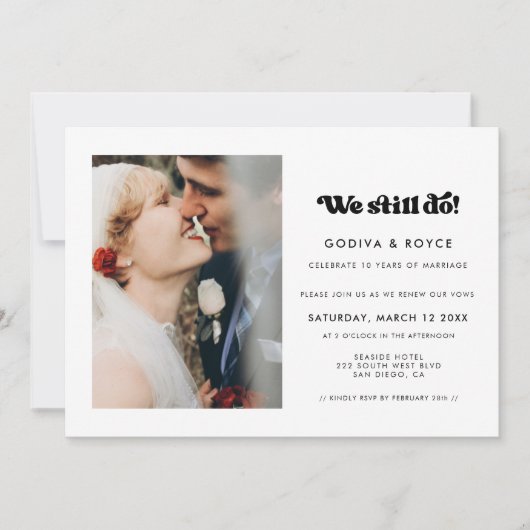 レトロスタイリッシュブラック&ホワイトまだ写真を撮っている 招待状 (正面)