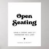 レトロスタイリッシュブラック&ホワイトオープンシー結婚ズ ポスター (正面)