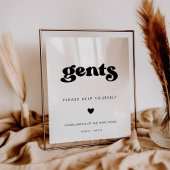 レトロスタイリッシュブラック&ホワイトガントバスルームのサイン ポスター