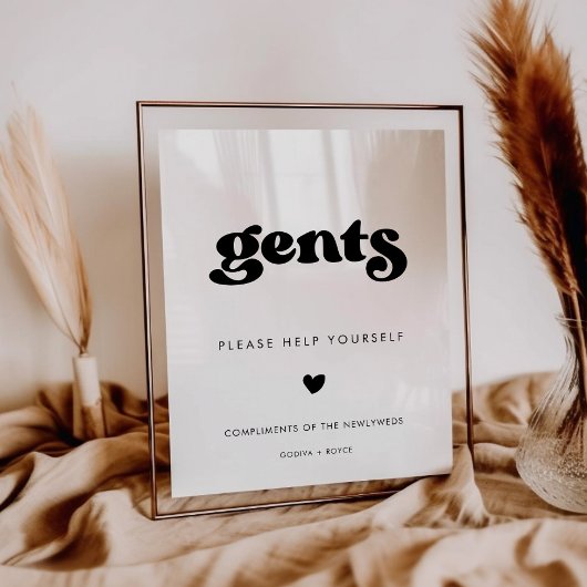 レトロスタイリッシュブラック&ホワイトガントバスルームのサイン ポスター