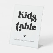 レトロスタイリッシュブラック&ホワイトキッズテーブル結婚ズ 台座サイン (正面)