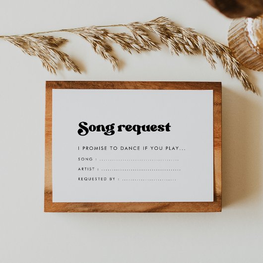 レトロスタイリッシュブラック&ホワイトソングリクエスト エンクロージャーカード