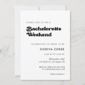レトロスタイリッシュブラック&ホワイトバチェロレッテウィークエンド 招待状 (正面)