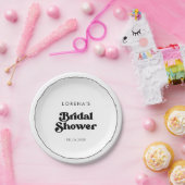 レトロスタイリッシュブラック&ホワイトブライダルシャワー ペーパープレート (パーティー)