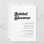 レトロスタイリッシュブラック&ホワイトブライダルシャワー 招待状 (正面)