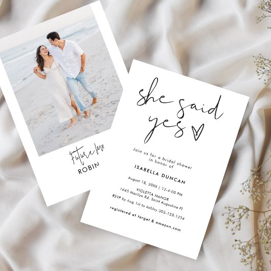 レトロスタイリッシュブラック&ホワイトブライダルシャワー 招待状