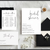 レトロスタイリッシュブラック&ホワイトブライダルシャワー 招待状