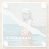 レトロスタイリッシュブラック&ホワイトポートレートフォトディスプレイ ガラスコースター (裏面)