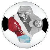 レトロスタイリッシュブラック&ホワイトポートレートフォトディスプレイ サッカーボール (回転)