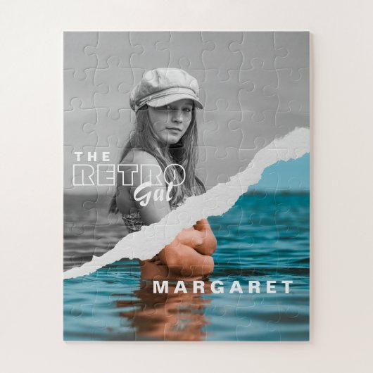 レトロスタイリッシュブラック&ホワイトポートレートフォトディスプレイ ジグソーパズル (縦)