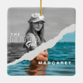 レトロスタイリッシュブラック&ホワイトポートレートフォトディスプレイ セラミックオーナメント (裏面)