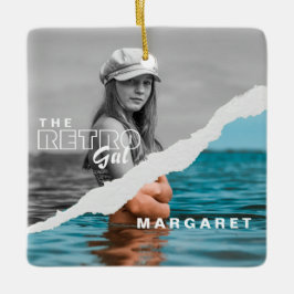 レトロスタイリッシュブラック&ホワイトポートレートフォトディスプレイ セラミックオーナメント